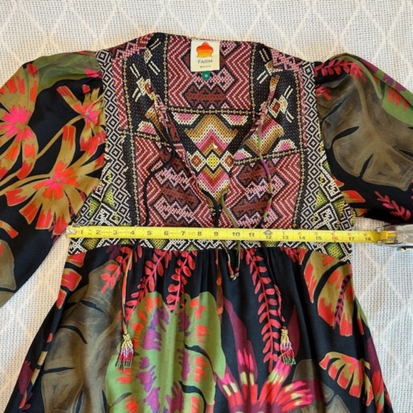 Farm Rio Tropical Forest V-Neck Midi Dress - Multi color size XS. - Picture 7 of 12